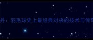 李宗伟VS林丹羽毛球史上最经典对决的技术与传奇生涯回顾