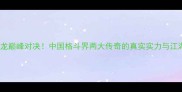特警队长VS一龙巅峰对决中国格斗界两大传奇的真实实力与江湖恩怨
