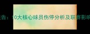 CBA伤情报告10大核心球员伤停分析及联赛影响深度解读