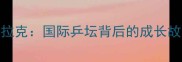 乒乓球传奇贝拉克国际乒坛背后的成长故事与巅峰时刻