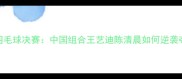 伦敦奥运会女双羽毛球决赛中国组合王艺迪陈清晨如何逆袭夺冠夺冠全攻略
