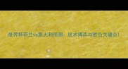 世界杯荷兰vs意大利预测战术博弈与胜负关键全