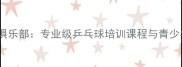 银球乒乓球俱乐部专业级乒乓球培训课程与青少年成人班全
