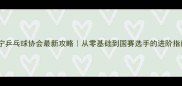 海宁乒乓球协会最新攻略从零基础到国赛选手的进阶指南