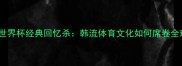 韩国世界杯经典回忆杀韩流体育文化如何席卷全球